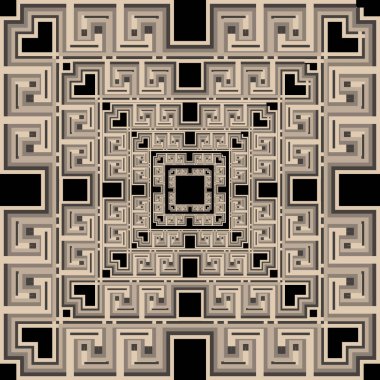 Yunan zarif vektörü kusursuz desen. Süslü geometrik modern arka plan. Renkli soyut moda arka planı. Geometrik Yunan anahtarı radyal süsler. Güzel desenli süslemeli tasarım.