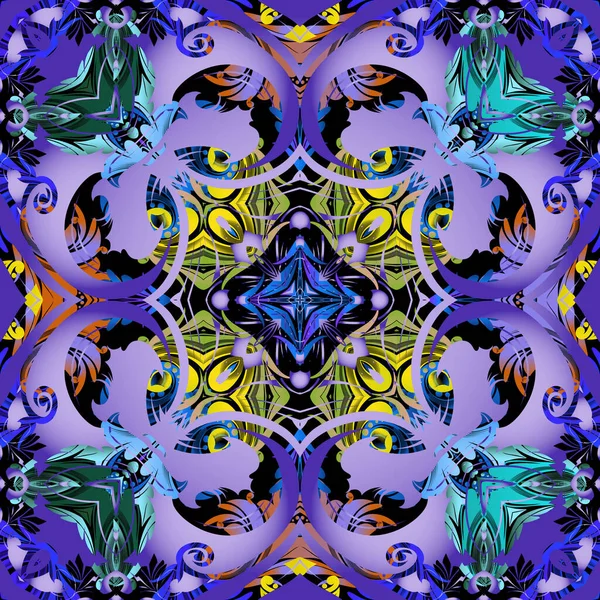 Farbenfrohe Abstrakte Florale Nahtlose Muster Vector Ornamentalen Hellen Hintergrund Moderne — Stockvektor