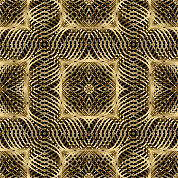Gold Textured Vector Seamless Pattern Intricate Lines Surface Background Repeat — Stock Vector
