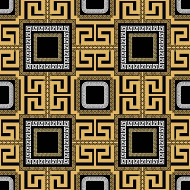 Zarif geometrik Yunan kusursuz desen. Vektör süsleme ekoseli moda arka plan. Soyut modern arkaplanı tekrar et. Yunan anahtarı güzel simetrik süslemeler yapar. Kareler, çerçeveler, şekiller