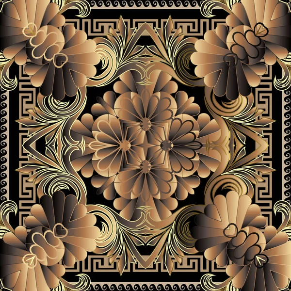 Baroque Motif Sans Couture Fond Écran Damassé Vecteur Noir Avec — Image vectorielle