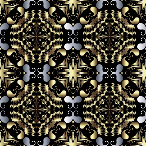 Patrón sin costuras de Paisley. Fondo ornamental vintage floral vectorial. Repita el telón de fondo decorativo. Estilo étnico tribal oriental hermoso ornamento, flores paisley oro, hojas, formas. Diseño adornado — Vector de stock