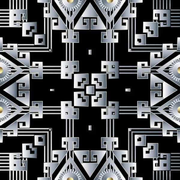 Modèle sans couture ethnique tribal rayé. Fond géométrique ornemental vectoriel. Répétition abstraite en toile de fond. Ornement de surface. Rayures, lignes, formes géométriques, soleil. Motifs décorés design élégant — Image vectorielle