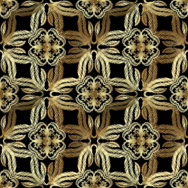 Patrón Sin Costura Oro Floral Texturizado Fondo Tapiz Superficie Adornos — Archivo Imágenes Vectoriales