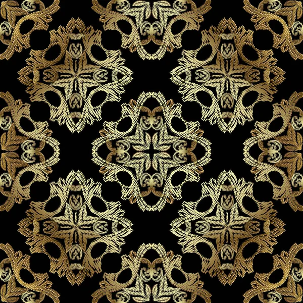 Texturiertes Vintage Gold Nahtloses Muster Ornamentale Wandteppich Floralen Hintergrund Barocke — Stockvektor