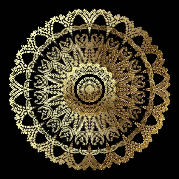 Patrón Mandala Oro Vintage Texturizado Tapiz Ornamental Fondo Floral Bordado — Archivo Imágenes Vectoriales