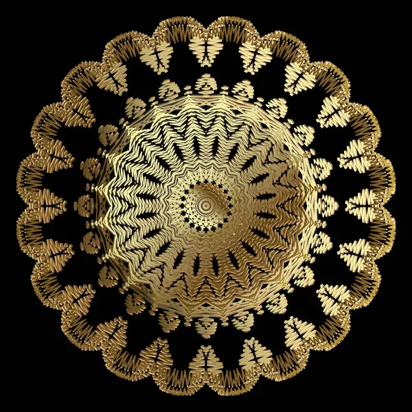Teksturowany Wzór Złotej Mandali Dekoracyjny Gobelin Tle Kwiatowym Barokowe Hafty — Wektor stockowy