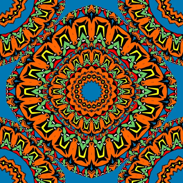 Kleurrijke Etnische Vector Naadloze Mandala Patroon Decoratieve Abstracte Folk Achtergrond — Stockvector