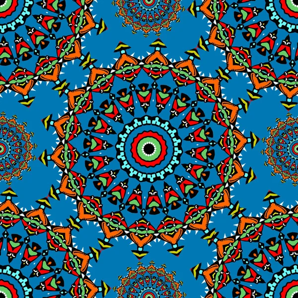 Bunte Ethnische Vektor Nahtlose Mandalas Muster Ornamentale Abstrakte Volkstümliche Hintergrund — Stockvektor