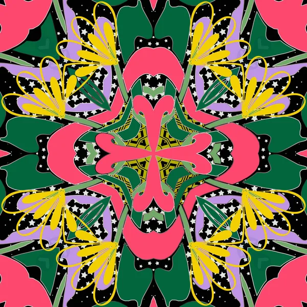 Floral Motif Abstrait Sans Couture Coloré Fond Floral Vectoriel Style — Image vectorielle