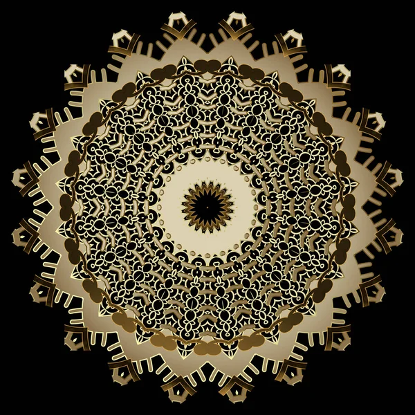 Lacy Ouro Floral Padrão Vetor Mandala Fundo Moderno Ornamental Ornamento — Vetor de Stock