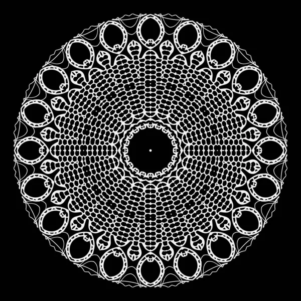 Lacy Floral Vector Mandala Pattern Ornamental Modern Black White Background — Stock Vector