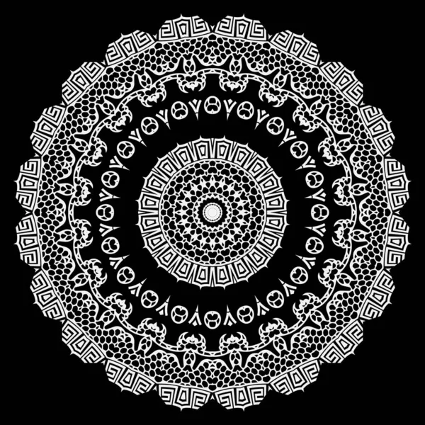 Encaje Patrón Mandala Vector Floral Fondo Decorativo Blanco Negro Adorno — Archivo Imágenes Vectoriales