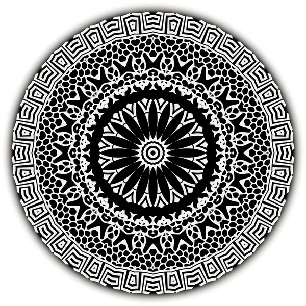 Encaje Patrón Mandala Vector Floral Fondo Decorativo Blanco Negro Adorno — Vector de stock