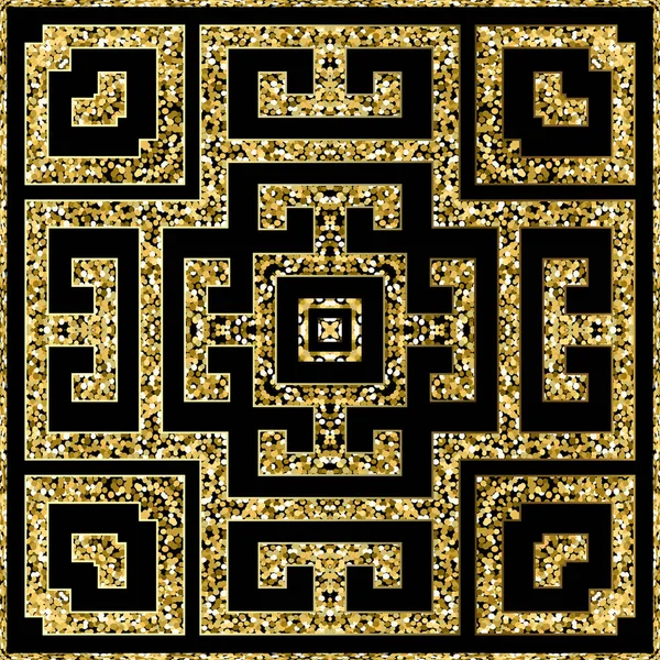 Gold Glitzernden Griechischen Vektor Nahtlose Muster Ornate Luxus Antiken Hintergrund — Stockvektor