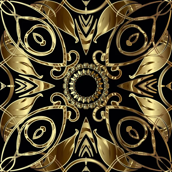 Vintage Florales Gold Nahtloses Muster Vektor Luxus Ornamentalen Hintergrund Schöne — Stockvektor