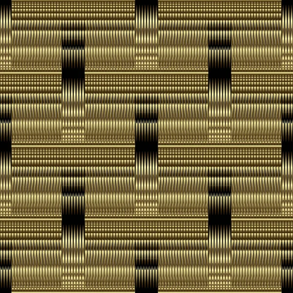 金の3Dベクトルシームレスなパターンをテクスチャ 観賞用の表面縞模様の背景 グランジは華やかな背景を繰り返します 黄金の幾何学抽象装飾品 ストライプ ライン 形状を持つ高級モダンなデザイン — ストックベクタ