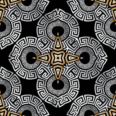 Yunan vektörü kusursuz desen. Süslü geometrik etnik kabile tarzı renkli bir arka plan. Soyut çiçek arkaplanını tekrar et. Geometrik modern Yunanca anahtar dolambaçlı süsler. Güzel çiçekler, şekiller..