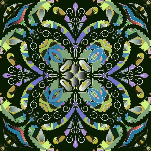 Patrón Floral Ornamental Paisley Sin Costuras Colorido Origen Étnico Repita — Archivo Imágenes Vectoriales