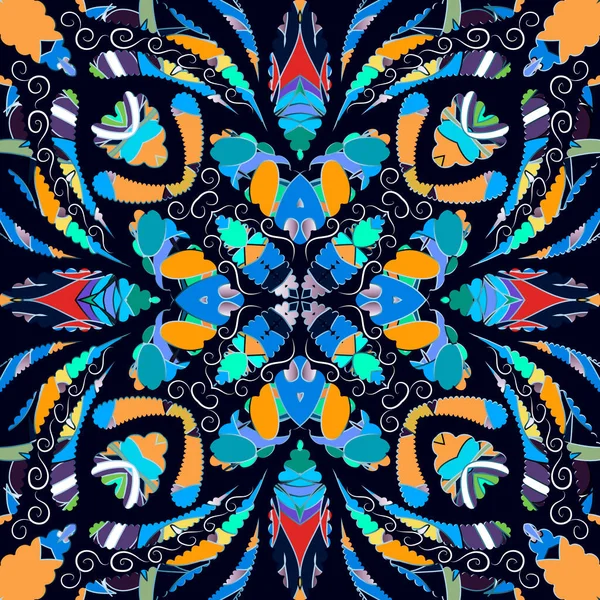 Patrón Floral Ornamental Paisley Sin Costuras Colorido Origen Étnico Repita — Vector de stock