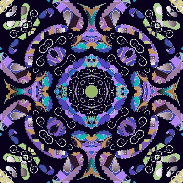 Ornement Floral Paisley Motif Sans Couture Origine Ethnique Colorée Répétez — Image vectorielle