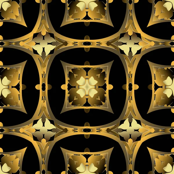 Геометрический Трехмерный Векторный Бесшовный Узор Цветочный Блестящий Текстурированный Фон Повторите — стоковый вектор
