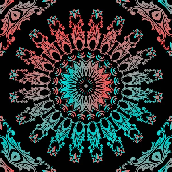 Style Baroque Coloré Mandalas Motif Sans Couture Fond Vecteur Floral — Image vectorielle