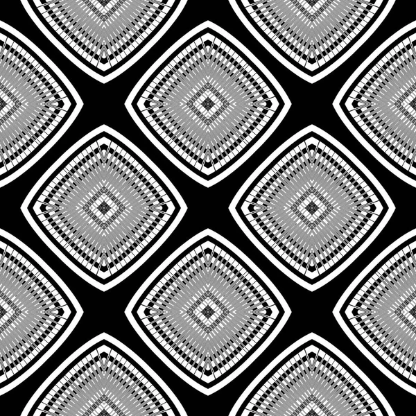 Tribal zwart en wit elegante vector naadloos patroon. Decoratieve geometrische etnische achtergrond. Monochrome abstracte herhaling achtergrond. Geometrische moderne ruit ornament. Eenvoudig mooi design — Stockvector