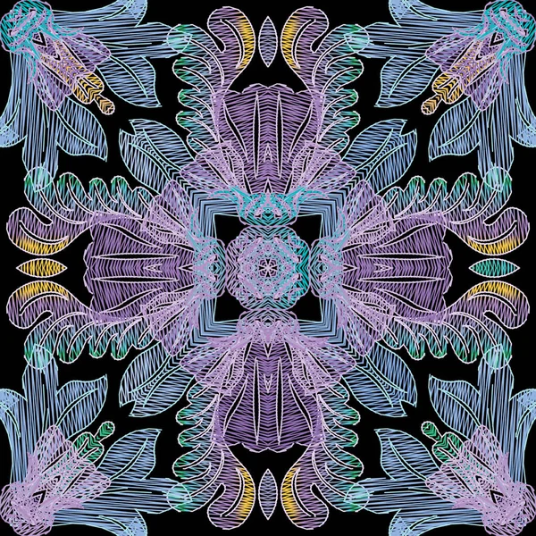 Текстурированный Цветочный Вектор Бесшовный Узор Красочный Гранж Фон Обои Гобелена — стоковый вектор