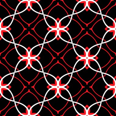 Klasik çizgili sanat arabesk vektörü kusursuz desen. Güzel süs çiçeği arkaplanı. Arka planı tekrar et. Arap stili süslü, karmaşık bir süs. Filigran zarafeti Girdap çizgileri, çiçekler, şekiller.