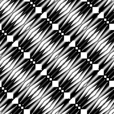 Zigzag çizgileri vektörsüz desen. Siyah ve beyaz köşegen çizgili arka plan. Tek renkli arkaplan geometrik arkaplanı tekrarlıyor. Duvar kağıtları, kumaş ve parmak izleri için soyut zig zag tasarımı. Sonsuz doku.