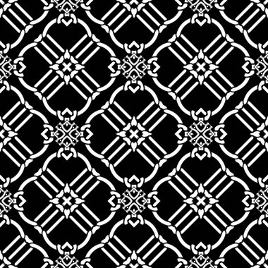 Kelt düğümleri pürüzsüz desen. Zarif geometrik vektör arkaplanı. Waffle arkaplanını tekrar et. Karmaşık düğümlü eşkenar dörtgen süsü. Soyut modern simetrik tasarım. Duvar kağıtları, kumaş, baskılar, dekor için.