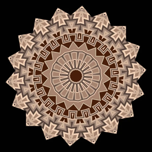 Zigzag Vector Ronda Patrón Mandala Fondo Ornamental Abstracto Geométrico Diseño — Archivo Imágenes Vectoriales