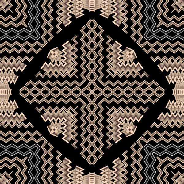 Zigzag矢量无缝模式 几何抽象装饰背景 创意现代设计 几何锯齿形线 华丽的部族风格的雪纺饰物 — 图库矢量图片