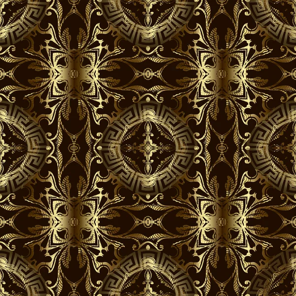 Real Oro Vintage Vector Patrón Sin Costura Grunge Floral Estilo — Archivo Imágenes Vectoriales