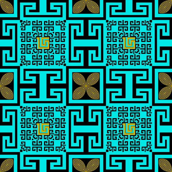 Padrão sem emenda vetorial grego geométrico. Abstrato floral fundo colorido. chave grega meandros ornamento. Estilo étnico abstrato padrões modernos. Formas geométricas, flores, elementos . — Vetor de Stock