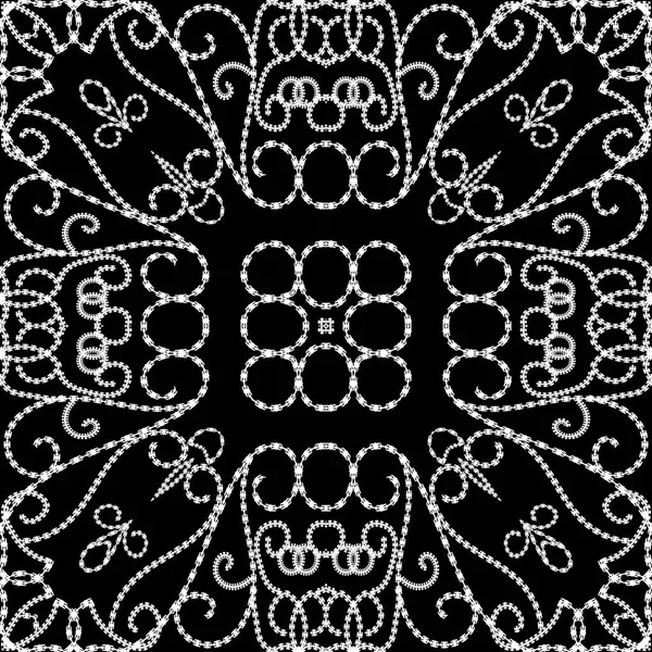 Vintage lijn kunst bloemen vector naadloos patroon. Zwarte en witte sierlijke etnische achtergrond. Herhaal decoratieve monochrome achtergrond. Line art tracery wervelt ornamenten. Gevlekte textuur eindeloos design — Stockvector