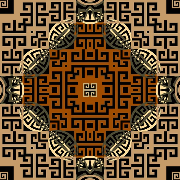 Patrón geométrico griego vector sin costura. Fondo colorido abstracto. Clave griega meandros ornamento. Patrones de mosaico moderno estilo étnico abstracto. Formas geométricas, elementos. Diseño ornamentado simétrico — Vector de stock