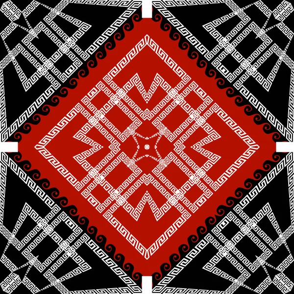Greek elegant vector seamless pattern. Ornamental geometric ethnic tribal style background. Colorful abstract trendy backdrop. Geometric modern ornate greek key meanders ornament. Beautiful design — Stock Vector