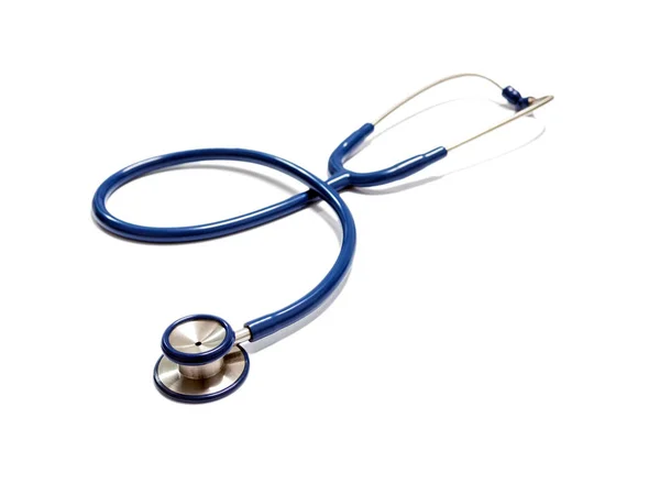 Close up view of blue stethoscope over isolated white background — Stock Photo, Image