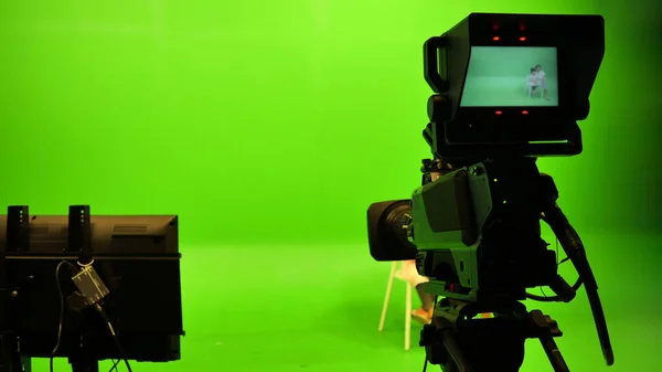 Television studio with camera. Camera on tripod