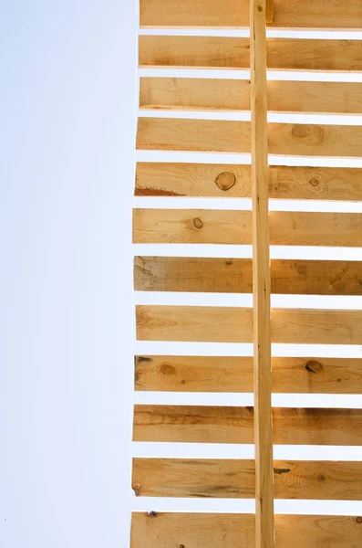 Wooden roof construction. Building in progress. House constructi — Stock Image Wooden roof construction. Building in progress. House constructi Stock Image