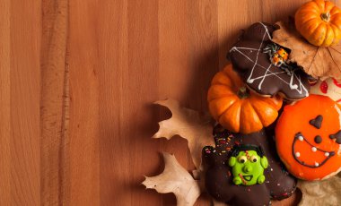 Komik Cadılar Bayramı gingerbread çerezleri ahşap tablo