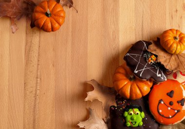 Komik Cadılar Bayramı gingerbread çerezleri ahşap tablo