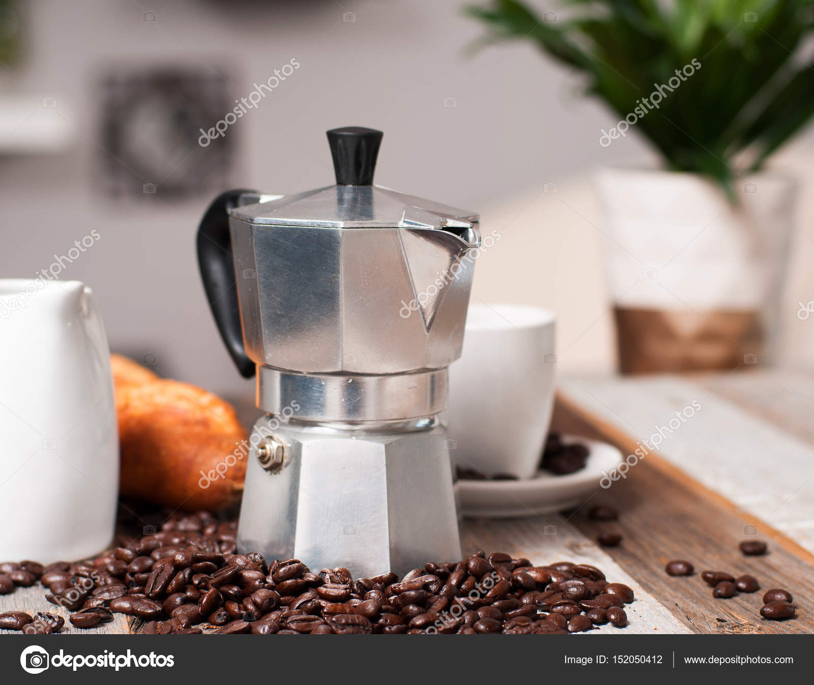 Italian coffee maker for espresso on table — Stock Photo © flisakd