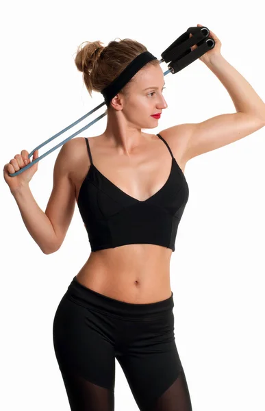 Slim woman athlete doing fitness workout — Stock Photo, Image