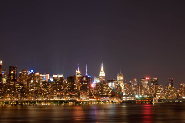 Manhattan skyline at Night Lights, New York City