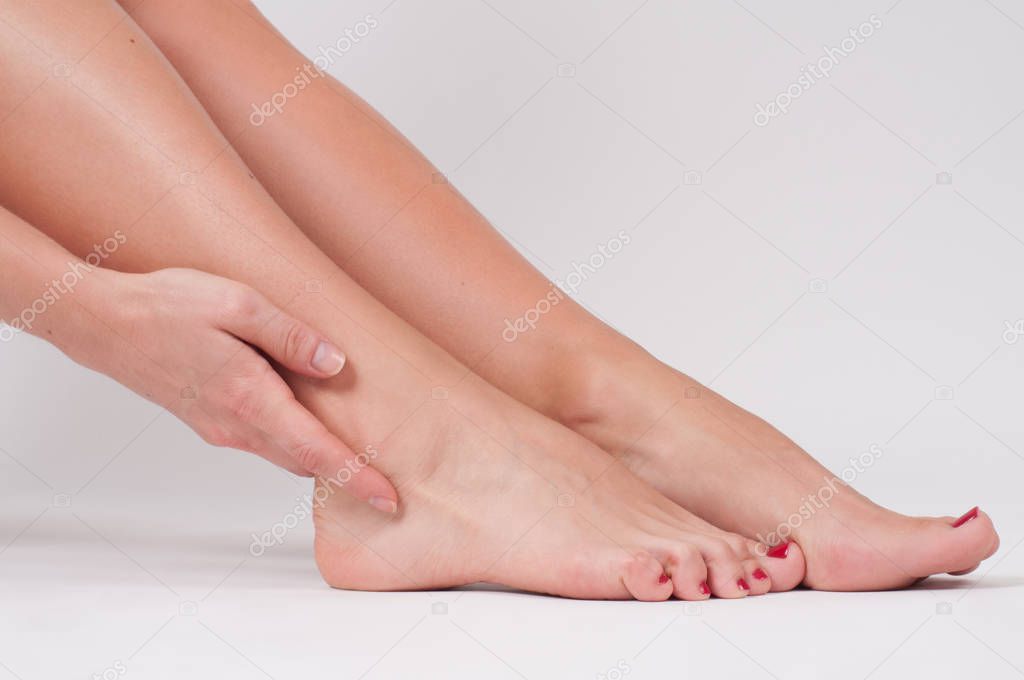 Woman feet. Perfect clean female heels.  