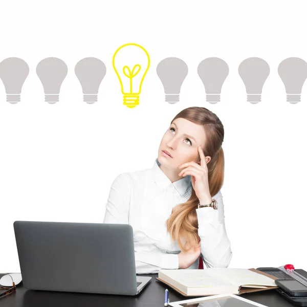 Business woman has an idea. Decision making process concept Royalty Free Stock Images