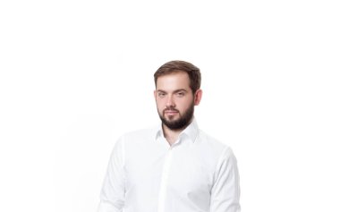 Beyaz gömlekli adam yakışıklı iş 